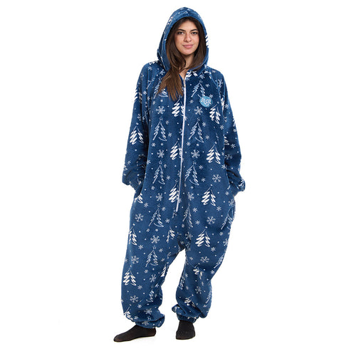 Snuggs Blanket Onesie Blue Christmas Tree